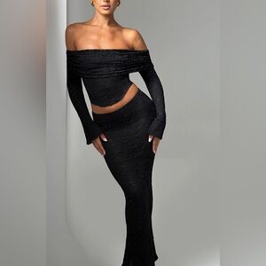 BABYBOO SET ✨ Off Shoulder Sheer Lace Top and Maxi Skirt size Small